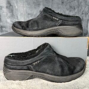 Merrell Encore Ice Clogs Women 8.5 Black Suede Faux Fur Fleece Lined Mules